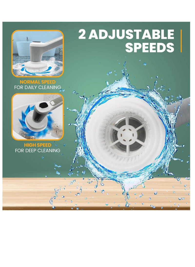 SYOSI فرشاة تنظيف كهربائية دوارة مع 6 رؤوس فرشاة قابلة للاستبدال، جهاز تنظيف لاسلكي قابل للشحن مزود بسرعتين قابلتين للتعديل للمطبخ، الحمام، حوض الاستحمام - Image 4