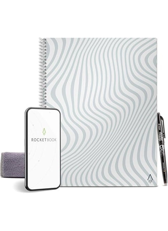 Rocketbook Smart Reusable Notebook – Lined Eco-Friendly Digital Notebook with Pilot Frixion Pen & Microfiber Cloth – Letter Size (8.5" x 11") – Flow State Cover  - Image 1