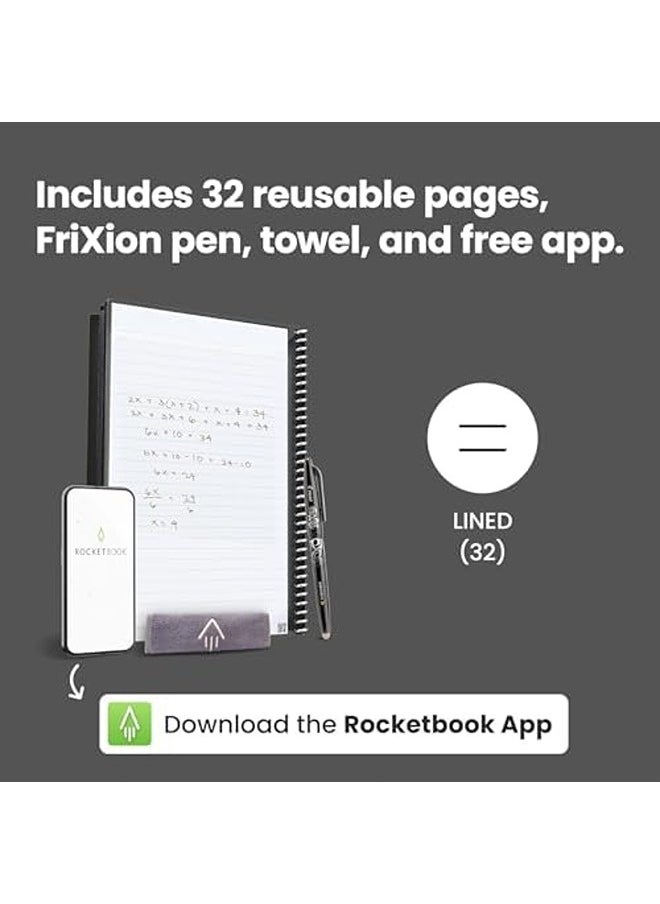 Rocketbook Smart Reusable Notebook – Lined Eco-Friendly Digital Notebook with Pilot Frixion Pen & Microfiber Cloth – Letter Size (8.5" x 11") – Flow State Cover  - Image 5