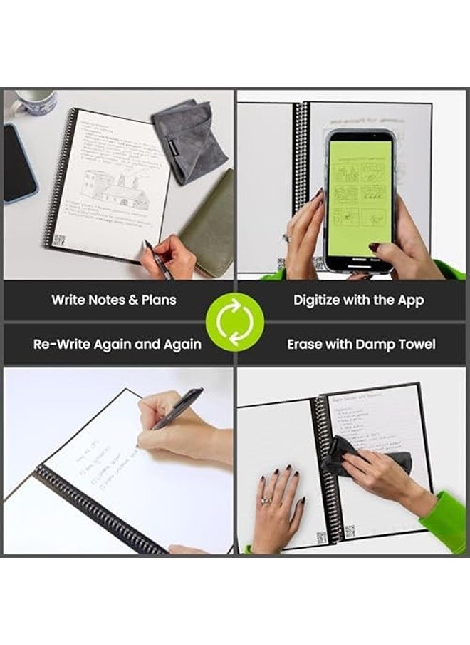Rocketbook Smart Reusable Notebook – Lined Eco-Friendly Digital Notebook with Pilot Frixion Pen & Microfiber Cloth – Letter Size (8.5" x 11") – Flow State Cover  - Image 3