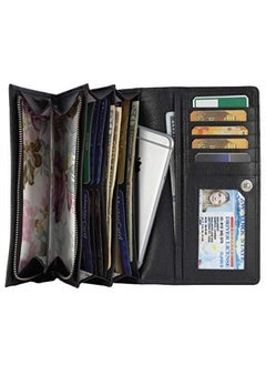 Mou Meraki Women Rfid Blocking Real Leather Bifold Wallets For Women-Shield Against Identity Theft (Black) 