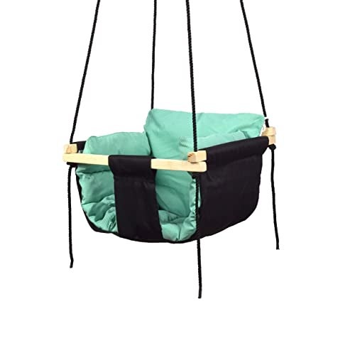 Sprointal® Swing for Kids | jhula for Kids | jhula for Baby | Baby Swing Hanging Indoor Outdoor | Baby Garden Swing with 2 Pillows (6 Months to 4 Years) (Up to 20 kg) (Black,Green) - Image 2