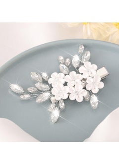 Latious Latious Flower Bride Wedding Hair Clip Silver Crystal Bridal Hair Barrettes Rhinestones Hair Accessories for Women and Girls 