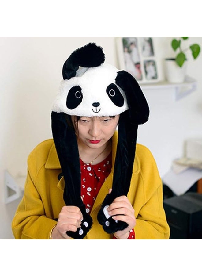 JZS Panda Hat with Ear Moving Jumping, Funny Cosplay Hat Cap for Girls,Cute Soft Plush Panda Headdress - Image 5