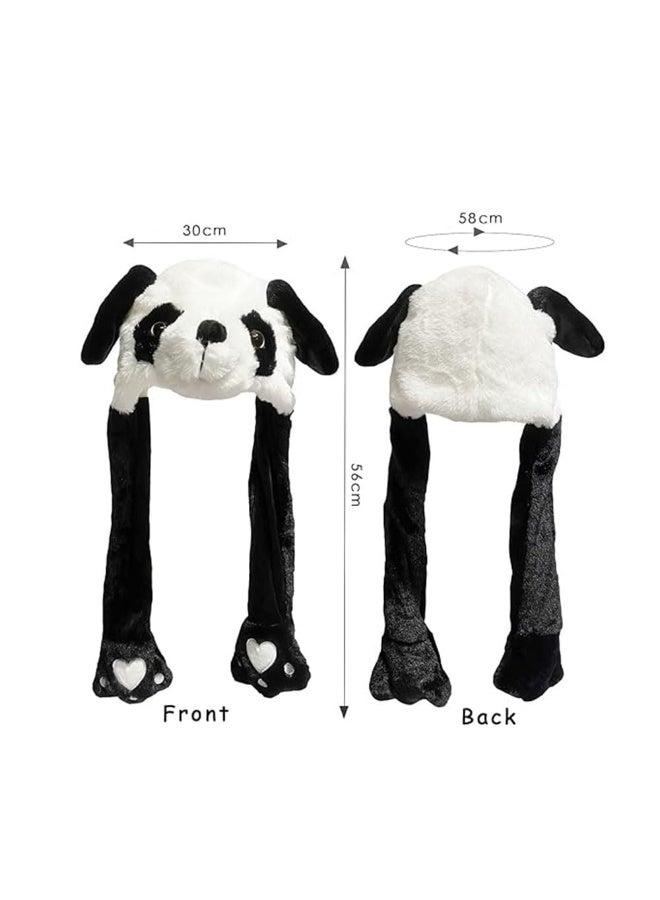 JZS Panda Hat with Ear Moving Jumping, Funny Cosplay Hat Cap for Girls,Cute Soft Plush Panda Headdress - Image 2