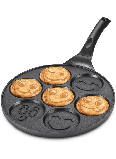 Nonstick Pancake Pan Griddle with Mini Pancake and 7 Smiling Face Cups Design - Crepe Pancake Maker for Kids