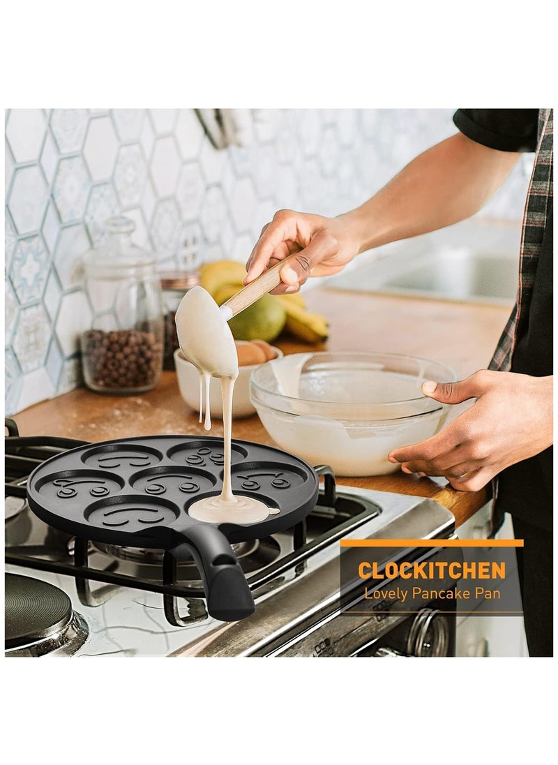 Generic - Nonstick Pancake Pan Griddle with Mini Pancake and 7 Smiling Face Cups Design - Crepe Pancake Maker for Kids - Image 1