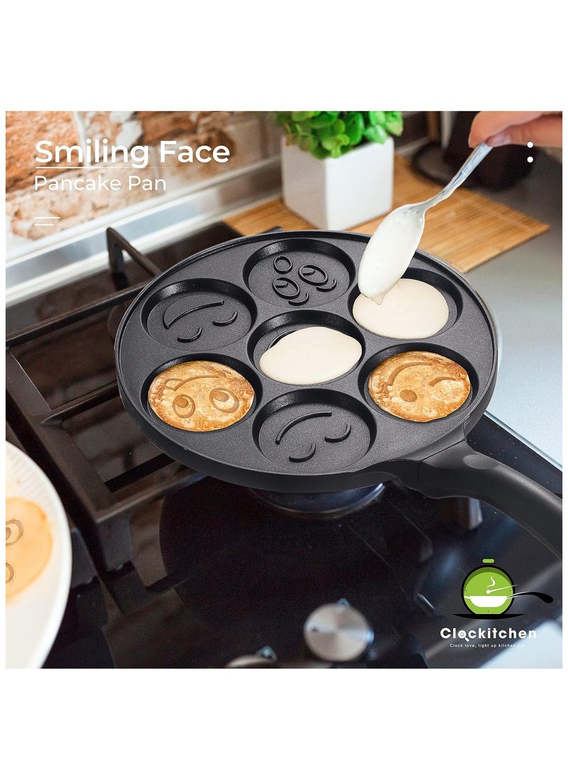 Generic - Nonstick Pancake Pan Griddle with Mini Pancake and 7 Smiling Face Cups Design - Crepe Pancake Maker for Kids - Image 1