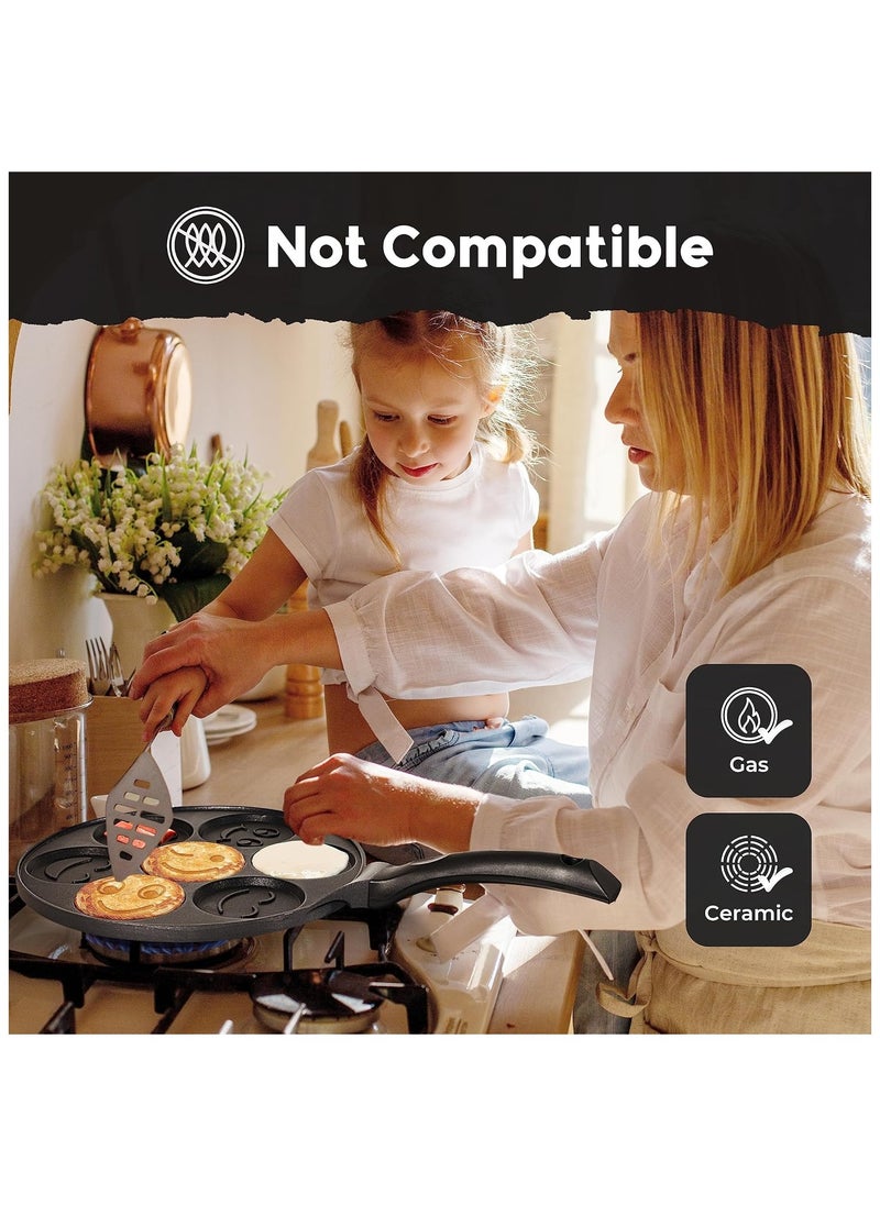 Generic - Nonstick Pancake Pan Griddle with Mini Pancake and 7 Smiling Face Cups Design - Crepe Pancake Maker for Kids - Image 1
