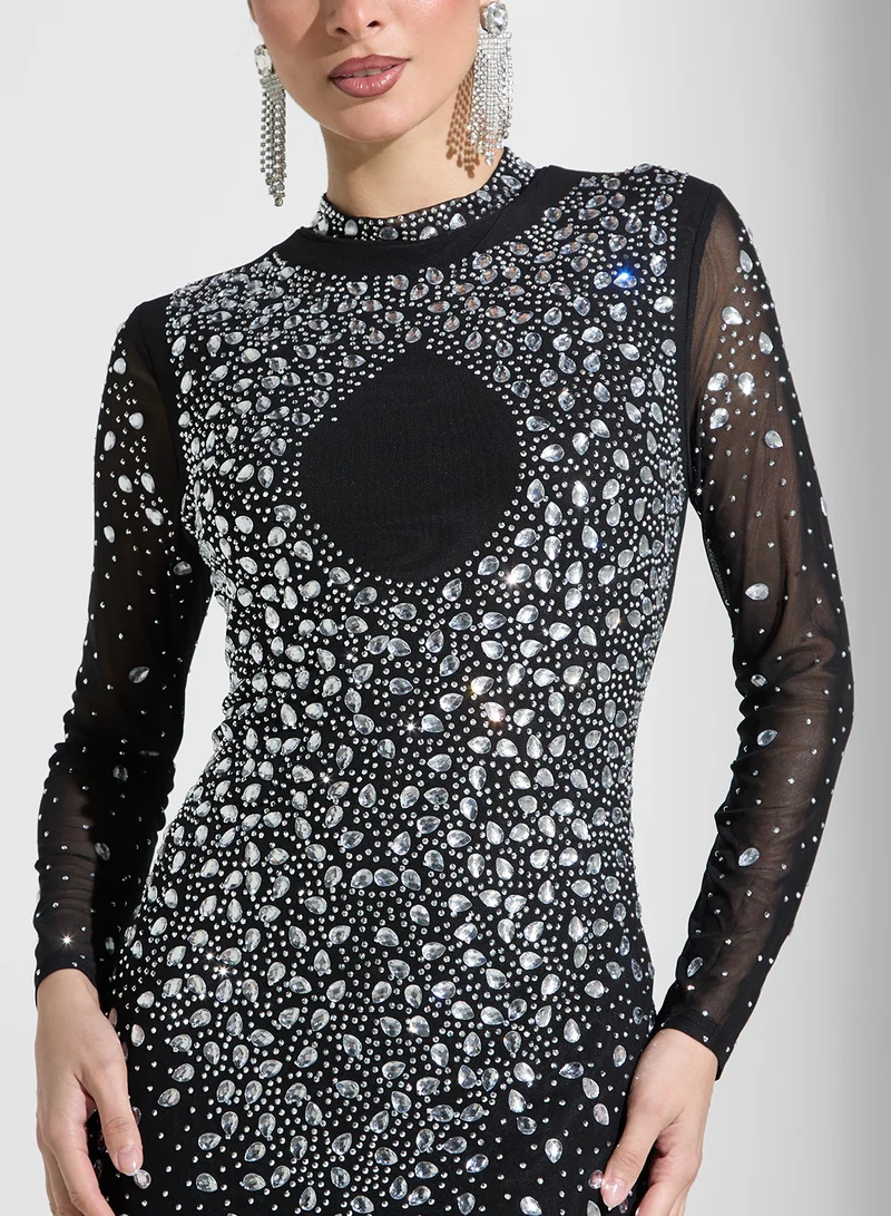 Ella Limited Edition Embellished Sheer Gown Dress