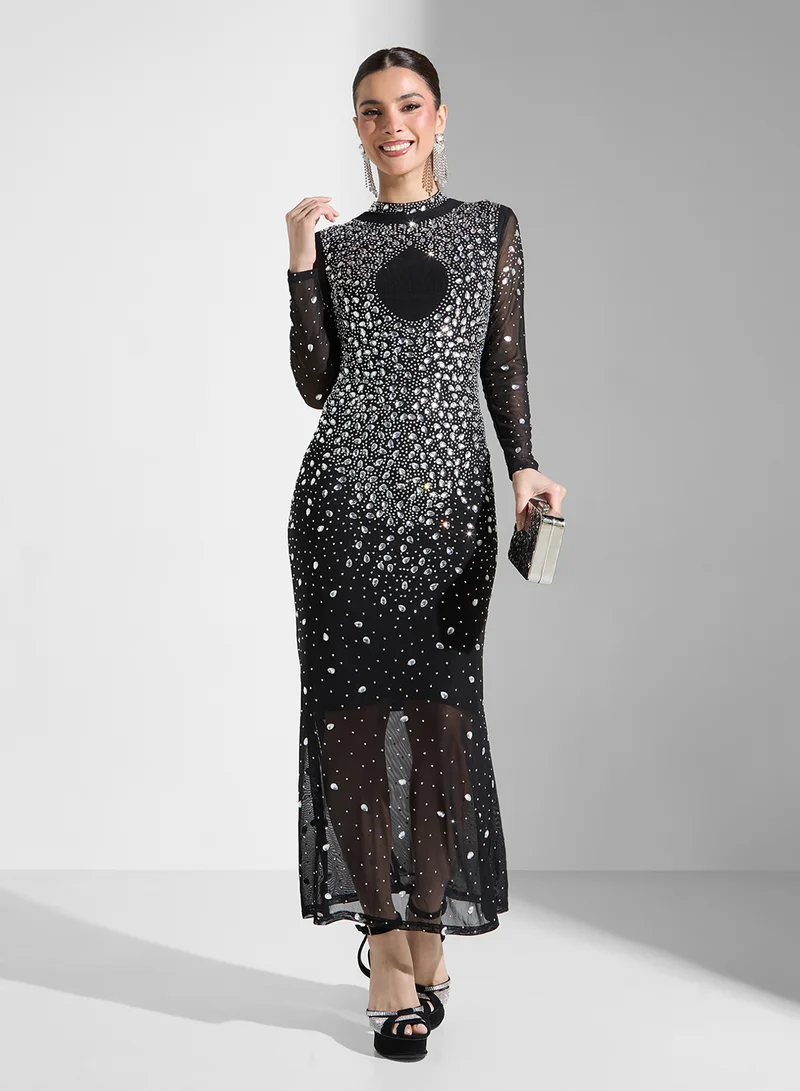 Ella Limited Edition Embellished Sheer Gown Dress
