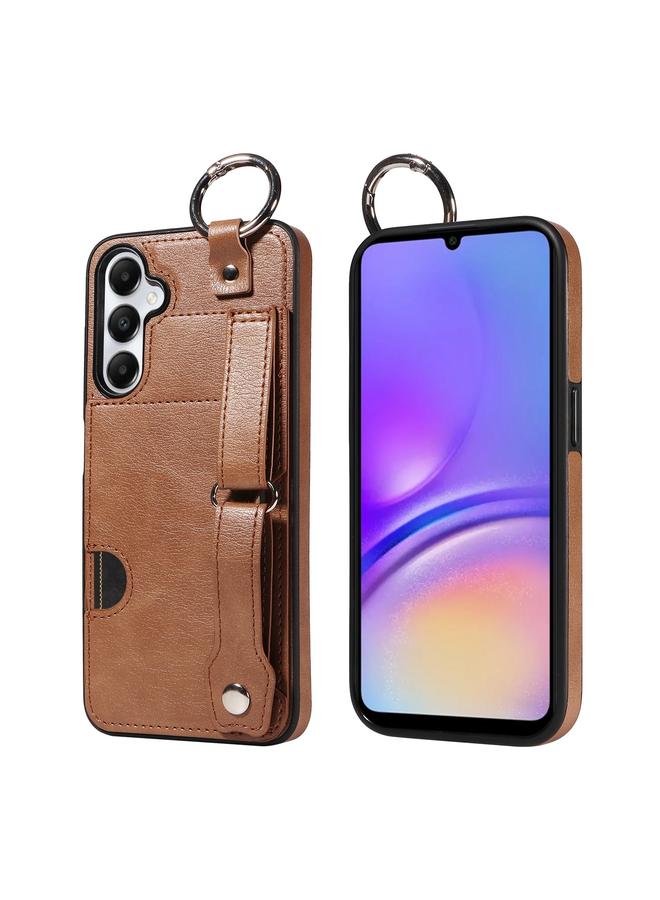 اس-توب جراب لهاتف Samsung Galaxy A05s بتصميم جلد العجل مع حلقة لفتحة بطاقة المعصم - Image 1
