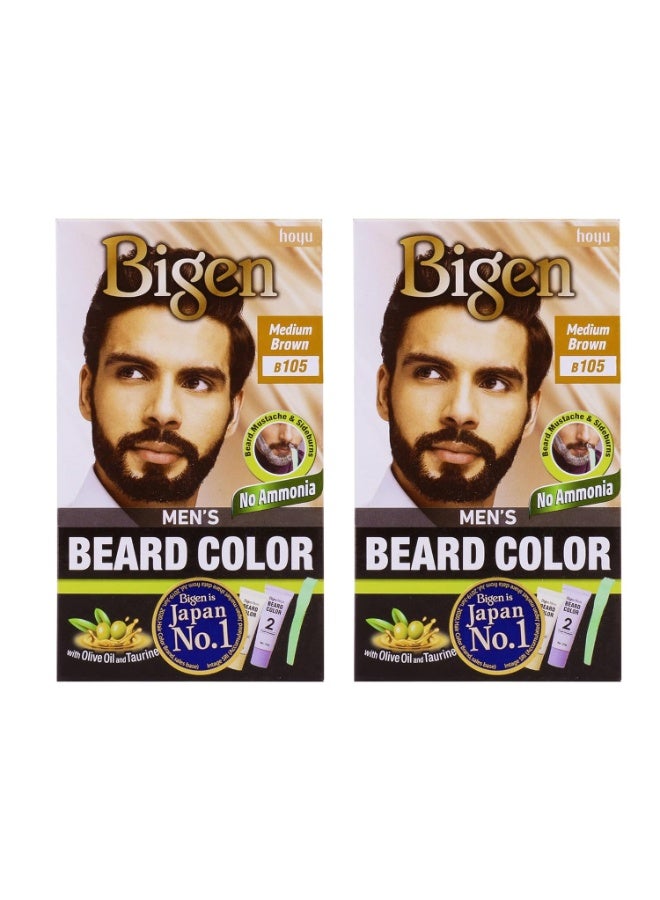 Bigen Men's Beard Color Medium Brown - B105 (Pack of 2) - Image 1