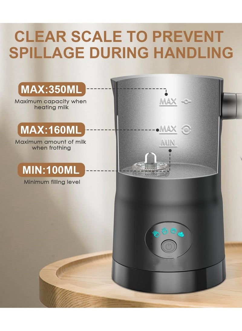 KASTWAVE خلاط حليب كهربائي 4 في 1 سعة 11.8 أونصة/350 مل لصنع الرغوة الساخنة/الباردة مع تحكم ذكي في درجة الحرارة لتسخين الحليب للقهوة، اللاتيه، والشوكولاتة الساخنة - Image 3