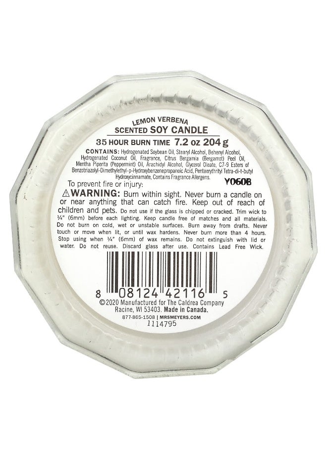 Mrs. Meyers Clean Day, Scented Soy Candle, Lemon Verbena, 7.2 oz (204 g)