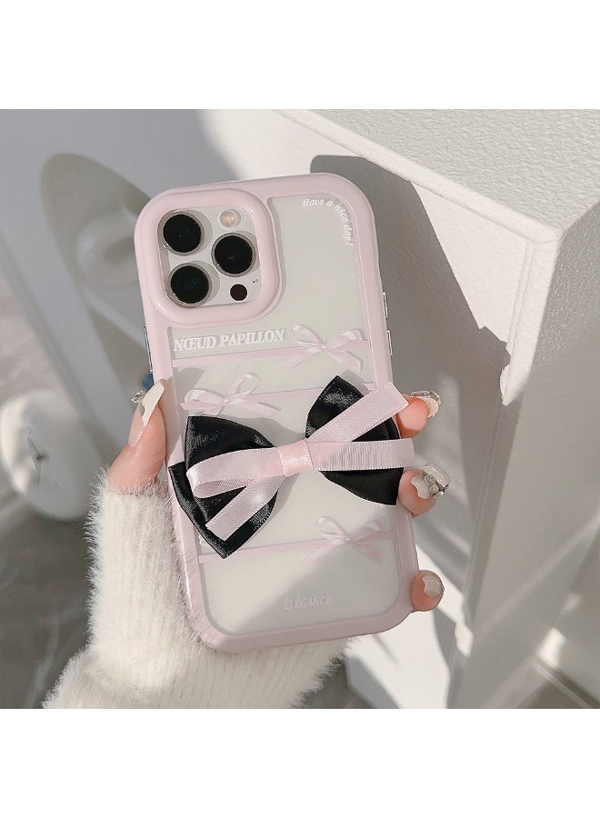 NIBEMINENT Braided Bow Protective TPU Case Cover For iPhone 16 Pro Max, Purple Border - Image 1