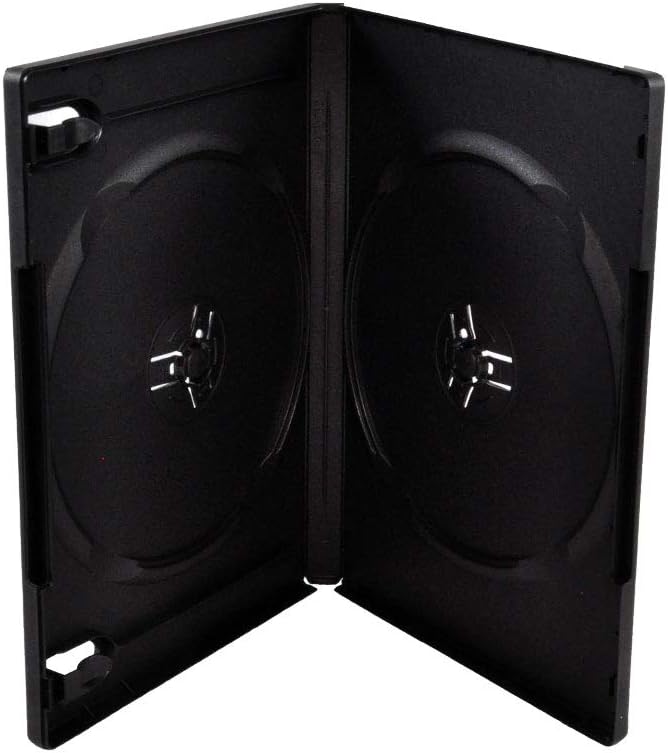 Maxtek 14mm Black Standard Double Capacity DVD Case and Outter Clear Sleeve 50 Pieces Pack - Image 1