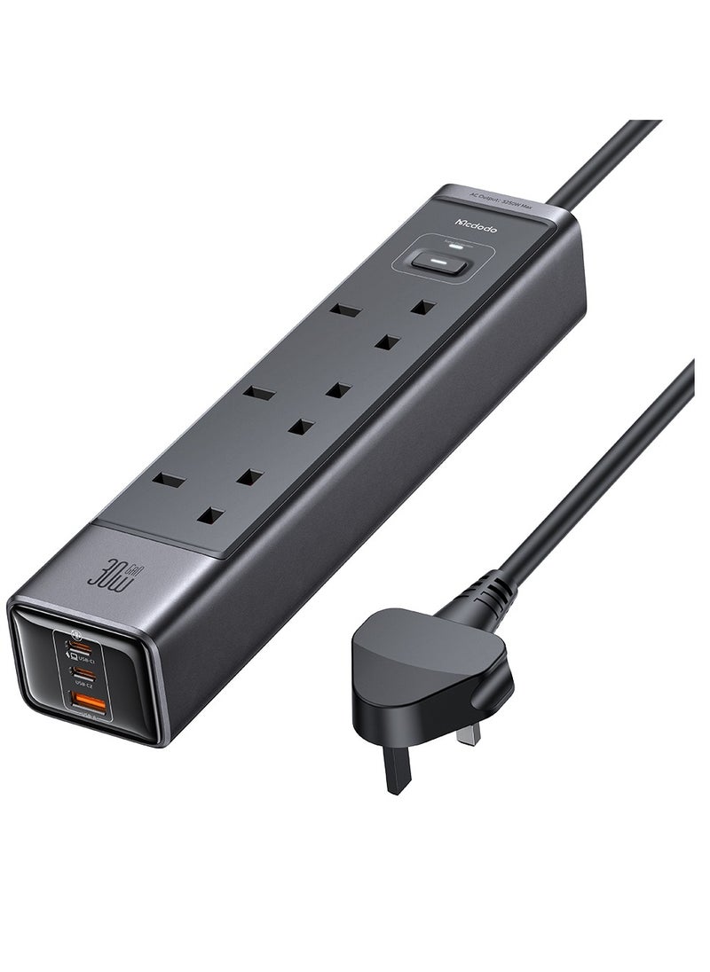 MCDODO 6-in-1 30W GaN Power Strip PD Fast Charging Surge Overheat Overcurrent Protection 2 USB-C 1 USB-A Ports 3 AC Outlets Multi-Device Compatibility 2M Extension Cord Black - pzsku/ZE694422AC21B897BC735Z/45/_/1731065096/4201b807-4ab9-4f35-92d7-dd8fce3142dc