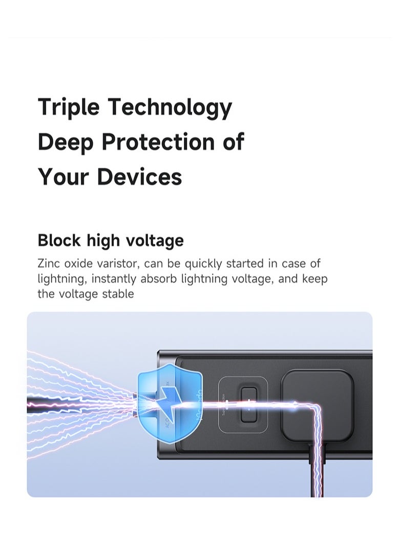 MCDODO 6-in-1 30W GaN Power Strip PD Fast Charging Surge Overheat Overcurrent Protection 2 USB-C 1 USB-A Ports 3 AC Outlets Multi-Device Compatibility 2M Extension Cord Black - pzsku/ZE694422AC21B897BC735Z/45/_/1731065612/0097c3ad-a3e9-470a-87f9-3b6794e4c139