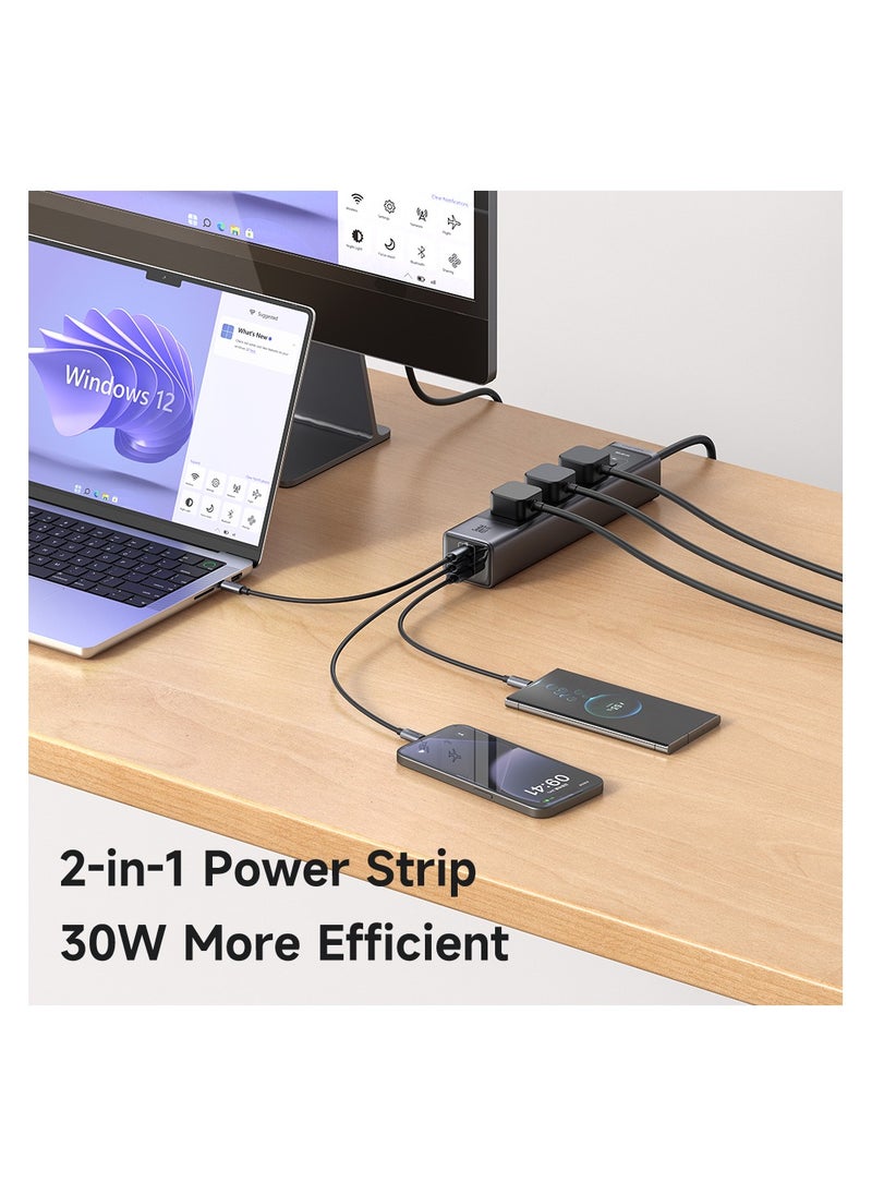 MCDODO 6-in-1 30W GaN Power Strip PD Fast Charging Surge Overheat Overcurrent Protection 2 USB-C 1 USB-A Ports 3 AC Outlets Multi-Device Compatibility 2M Extension Cord Black - pzsku/ZE694422AC21B897BC735Z/45/_/1731065632/cbac81e4-38b9-454f-bc05-20893efac145