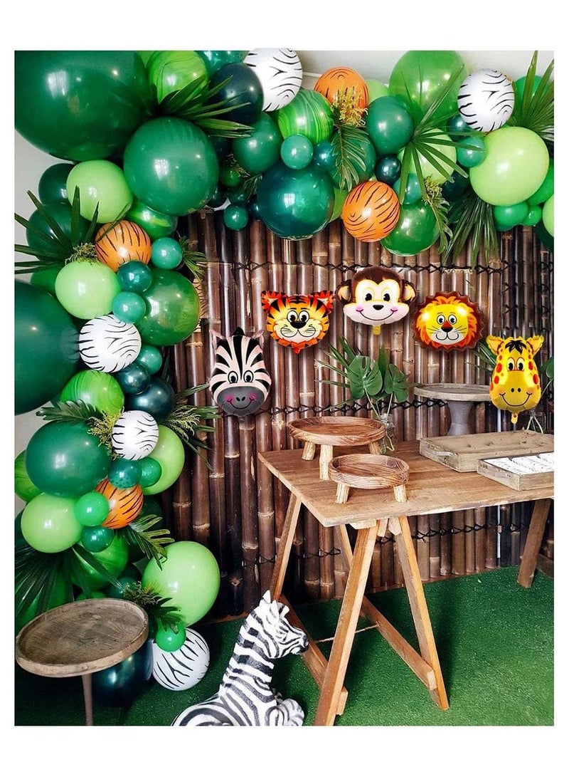 SYOSI Safari Jungle Wild One Balloon Lion King Theme Baby Shower Birthday Party Decorations Supplies Boy Boys Green Balloons Garland Kit  - Image 1