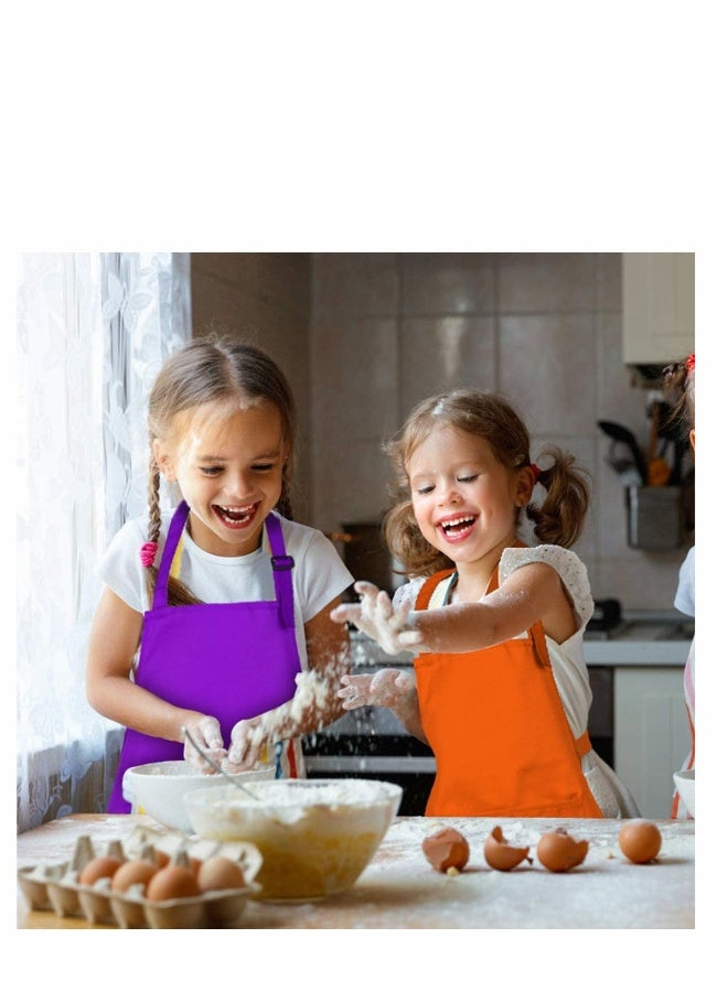 4-Piece Kids Apron Chef Hat Set - Boys Girls Aprons with Pockets For Kitchen Cooking Baking Painting  - Image 5