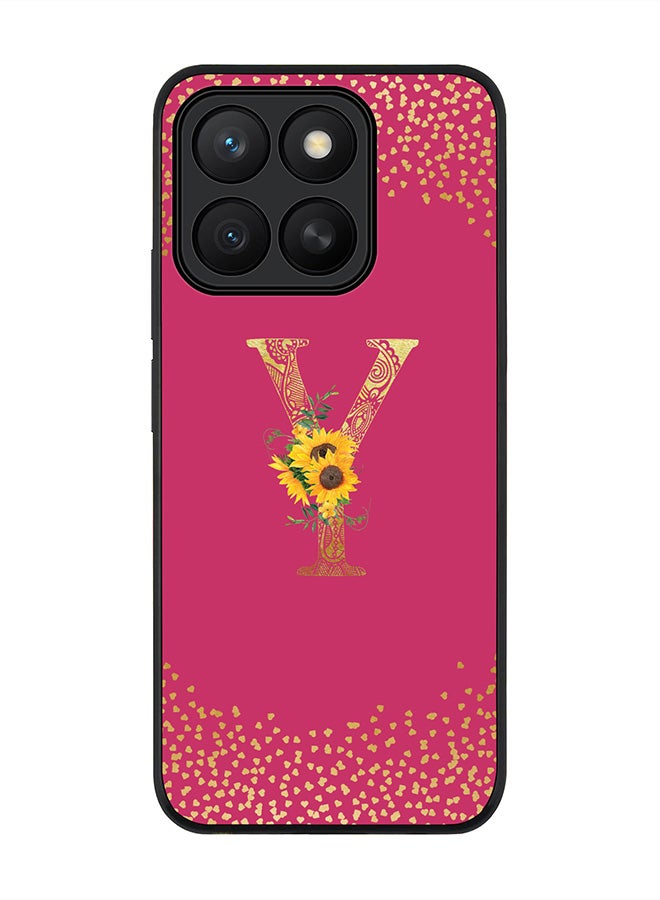 Stylizedd For Honor X8c Case,Slim fit Camera Protection, Shockproof Thin Phone cover  - Custom Floral Monogram - Y ( Deep Pink )