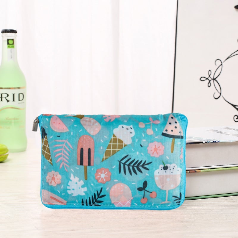 Korean Style Wallet Folding Shopping Bag Sky Blue Ice Cream 