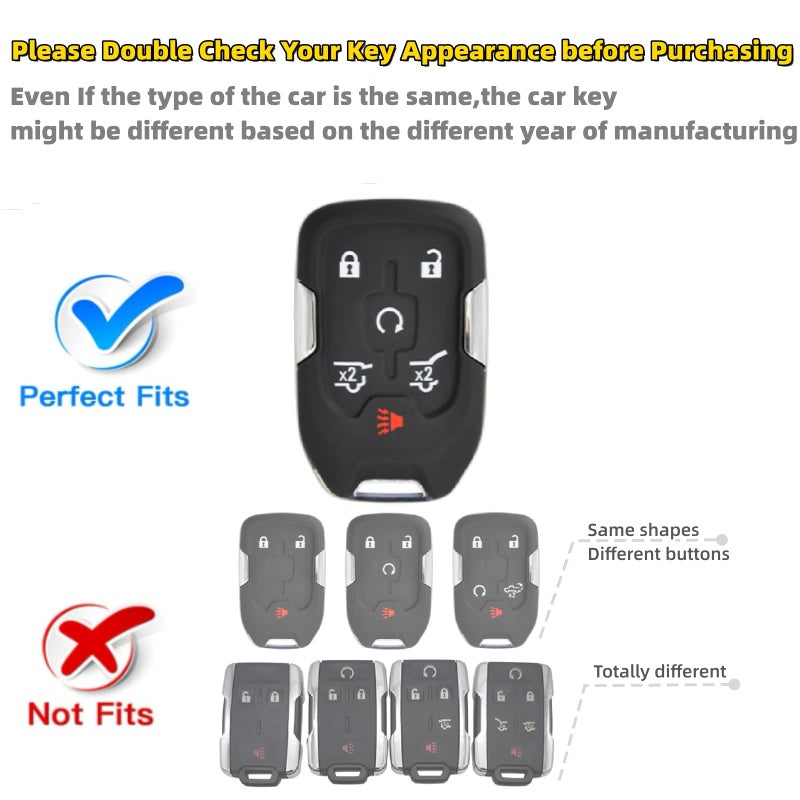 RFSRZ Key Fob Case Fit for Chevy Chevrolet Suburban Tahoe GMC Terrain Yukon XL Smart 6 Buttons Soft TPU Full Cover Remote Protector Bling Key Chain Bracelet Silicone Portable Car Keys Tassel Chains - Image 2