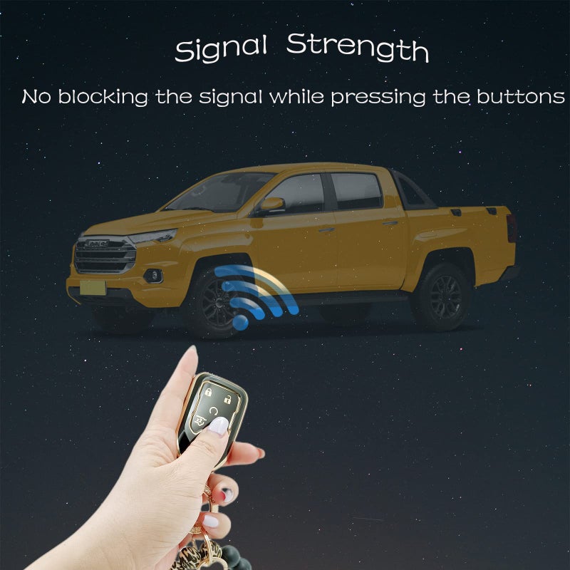 RFSRZ Key Fob Case Fit for Chevy Chevrolet Suburban Tahoe GMC Terrain Yukon XL Smart 6 Buttons Soft TPU Full Cover Remote Protector Bling Key Chain Bracelet Silicone Portable Car Keys Tassel Chains - Image 3