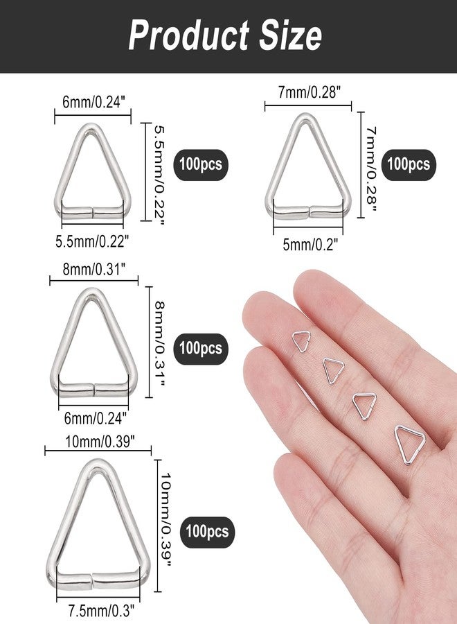 CHGCRAFT 400Pcs 4 Styles 201 Stainless Steel Triangle Open Jump Rings Pinch Clip Bail Hang Drops Pendant Open Triangle Buckle Charm for Jewelry Making Connectors，6-10mm - Image 5