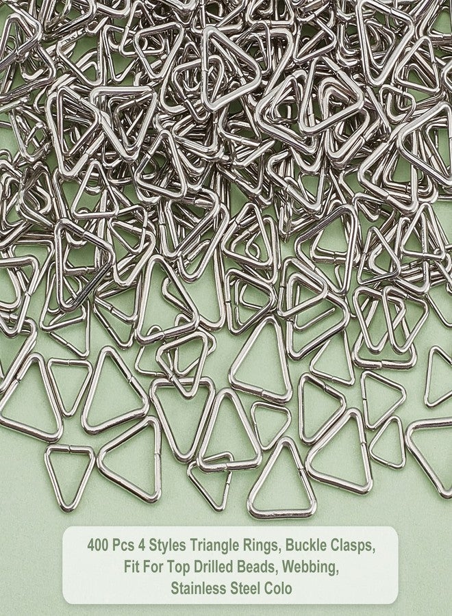 CHGCRAFT 400Pcs 4 Styles 201 Stainless Steel Triangle Open Jump Rings Pinch Clip Bail Hang Drops Pendant Open Triangle Buckle Charm for Jewelry Making Connectors，6-10mm - Image 4