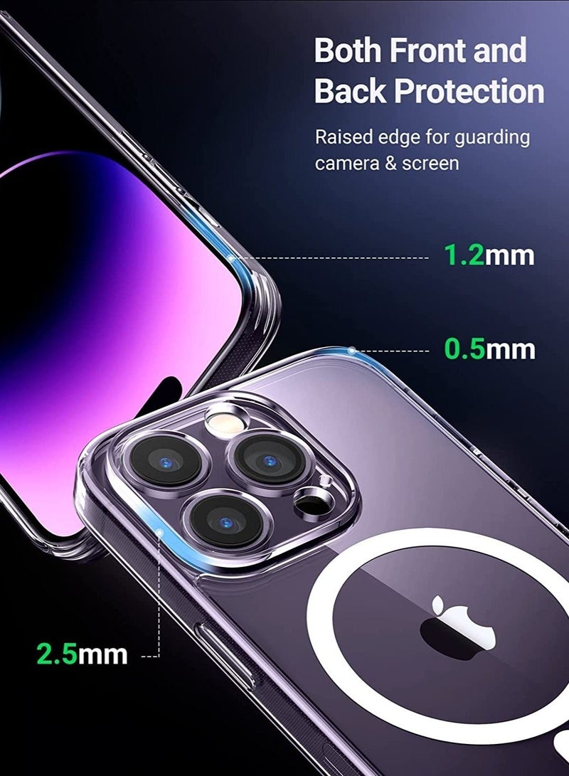 MUNTAQI iPhone 14 Pro Max Magsafe Case 6.7 Inch Slim Thin Magnetic Case, Yellowing-Resistant, Anti-Drop Shock Absorption, Anti-Scratch and Hard Back Crystal Case Cell Phone Case iPhone 14 Pro Max Case - Image 4