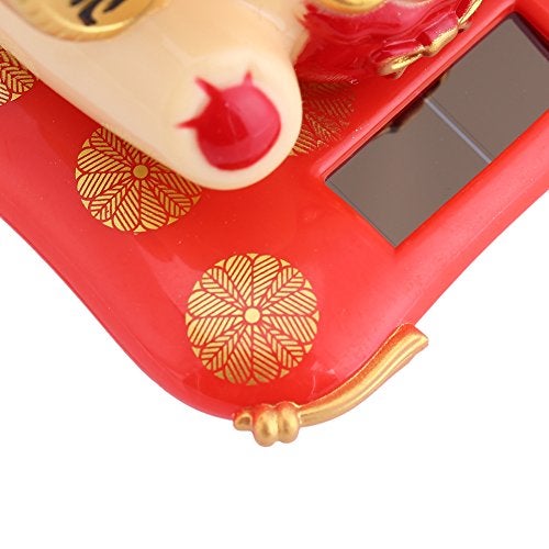 Zerodis Fortune Lucky Welcoming Cat Solar Powered Cute Cat with Waving Arm Home Display Car Decor(Yellow) - Image 4