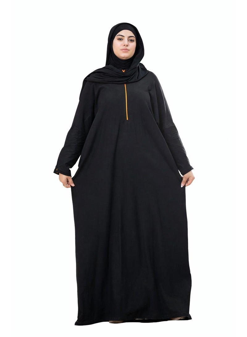 SATR HIJABI Umrah Cotton Isdal for Women – Full Coverage 2-Piece Prayer Set, Soft Breathable Black Islamic Prayer Outfit - Image 1