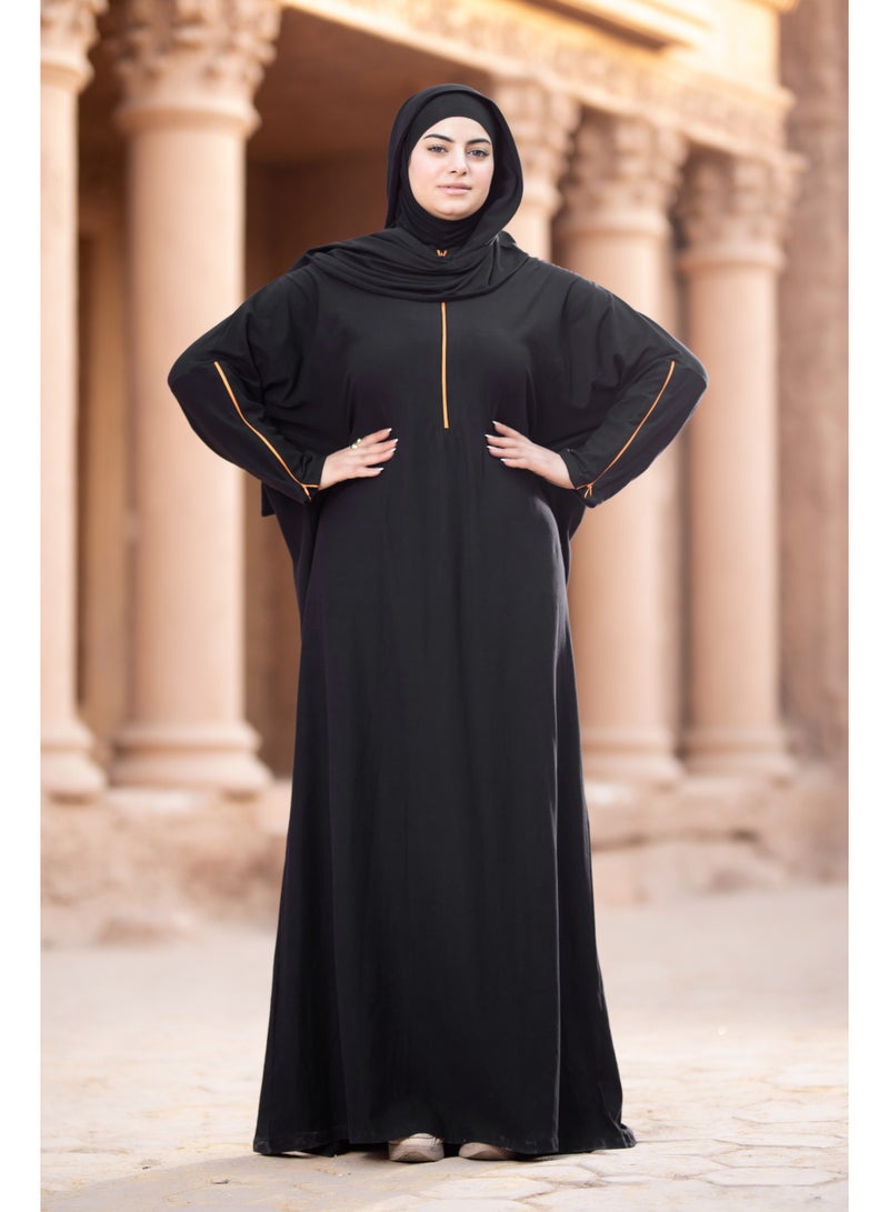 SATR HIJABI Umrah Cotton Isdal for Women – Full Coverage 2-Piece Prayer Set, Soft Breathable Black Islamic Prayer Outfit - Image 4