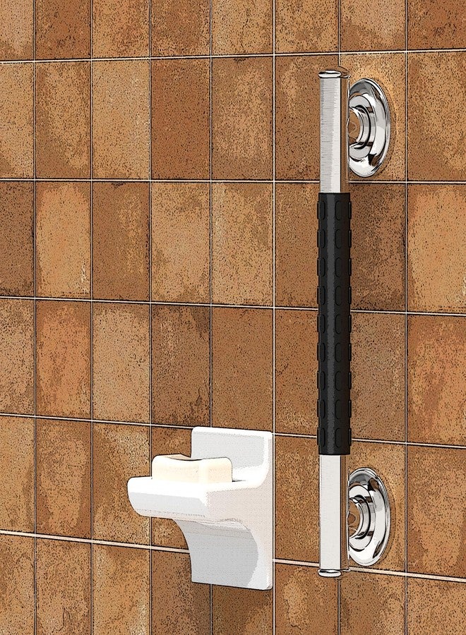 مقبض أمان للحمام من الفولاذ المقاوم للصدأ من أكوا تشيس، مقاس 1-1/4 × 12 بوصة، مزود بمقبض مطاطي مانع للانزلاق، متوافق مع معايير ADA، يتحمل وزنًا يصل إلى 500 رطل، من مجموعة ميامي الزخرفية، مطلي بالنيكل المصقول. - Image 2