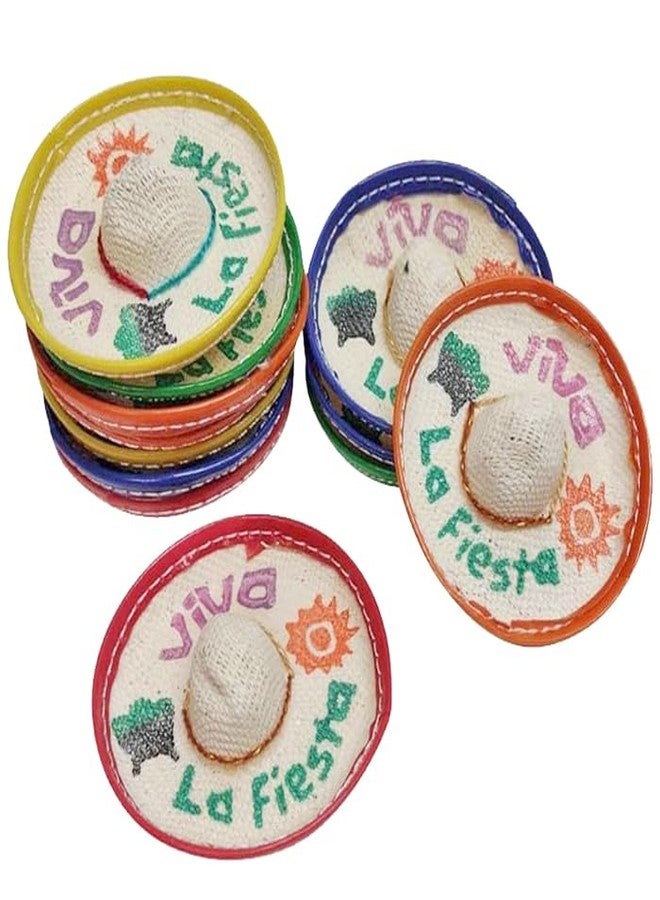 More Fiesta Mini Mexican Sombrero, Pack of 12 Viva Fiesta - 2.25 Inches Wide Mini Hats for Cinco De Mayo Party for Bottles - Image 1