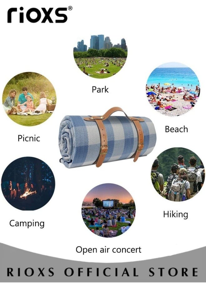 RIOXS - Foldable Picnic Blanket Waterproof Beach Picnic Mats Outdoor Portable Picnic Mats for Camping Family Park Garden with Disposable Picnicware - Image 1