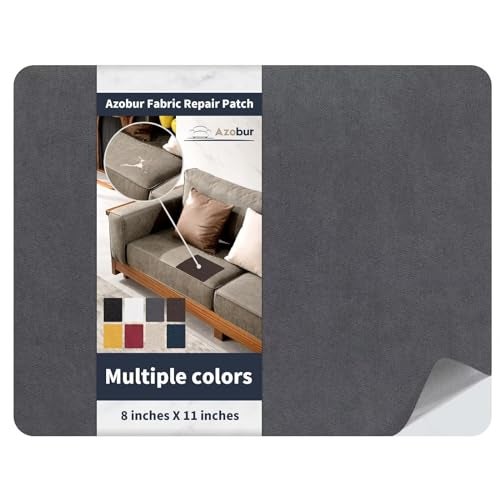 Azobur Velvet Repair Patch,Self-Adhesive Rectangular Flannel Fabric Patch,Multicolor Available Anti Scratch Velvet 8X11 Inch Peel and Stick for Sofas, Automotive Interior, Handbags,and Pillow (Gray) - Image 1