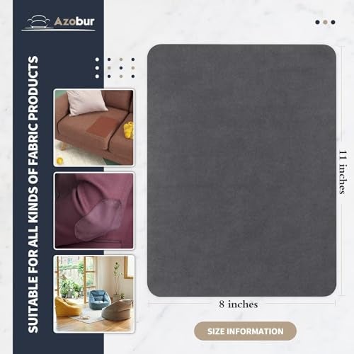 Azobur Velvet Repair Patch,Self-Adhesive Rectangular Flannel Fabric Patch,Multicolor Available Anti Scratch Velvet 8X11 Inch Peel and Stick for Sofas, Automotive Interior, Handbags,and Pillow (Gray) - Image 2