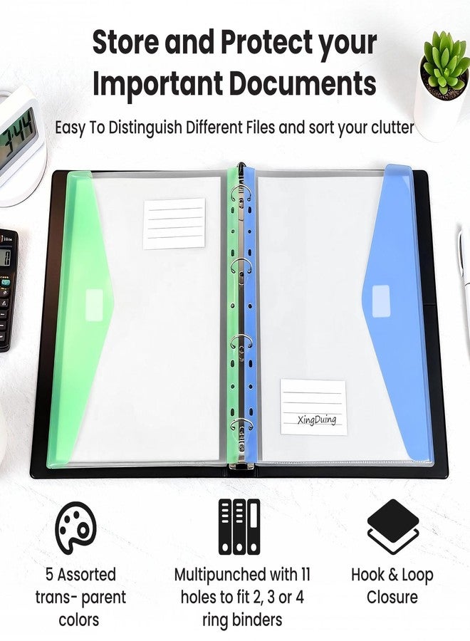 XingDuing Binder Pocket, 10 Pack Plastic Envelopes Binder Pocket with Tight Closure,11 Holes Expandable Binder Folders, olders with Pockets Side Loading, Binder Organizer, Letter Size, Assorted Colors - Image 3