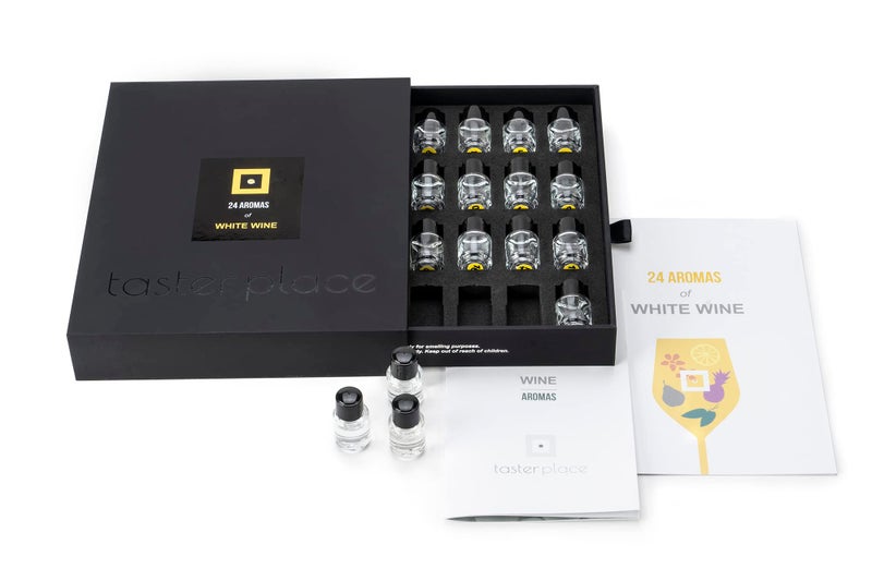 TASTERPLACE 24 White Wine Aromas  TASTERPLACE AROMA SET  English language  for sommeliers and wine lovers  train your nose  tasting tool 