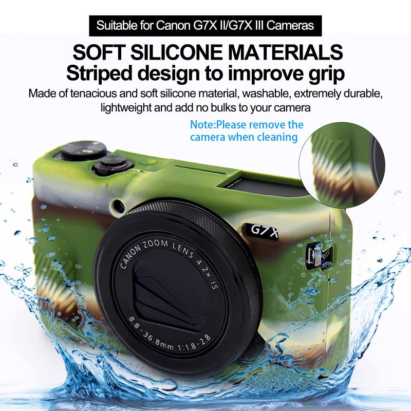 Easy Hood G7X Mark II Case G7X Camera Silicone Case, Soft Silicone Protective Cover for Canon Powershot G7X Mark II DSLR Camera (Camo) - Image 3