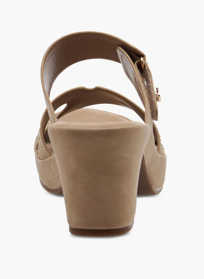 Le Confort Women's Embellished Slip-On Cross Strap Sandals with Block Heels