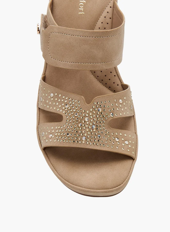 Le Confort Women's Embellished Slip-On Cross Strap Sandals with Block Heels