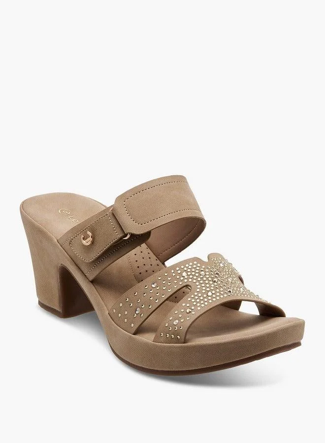 Le Confort Women's Embellished Slip-On Cross Strap Sandals with Block Heels