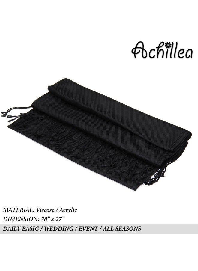 Achillea Large Soft Silky Pashmina Shawl Wrap Scarf in Solid Colors (Black) - pzsku/ZE6950B3A91D9803FD571Z/45/_/1736570938/0f6cf883-196c-4d08-86d6-b9f91af5a6af