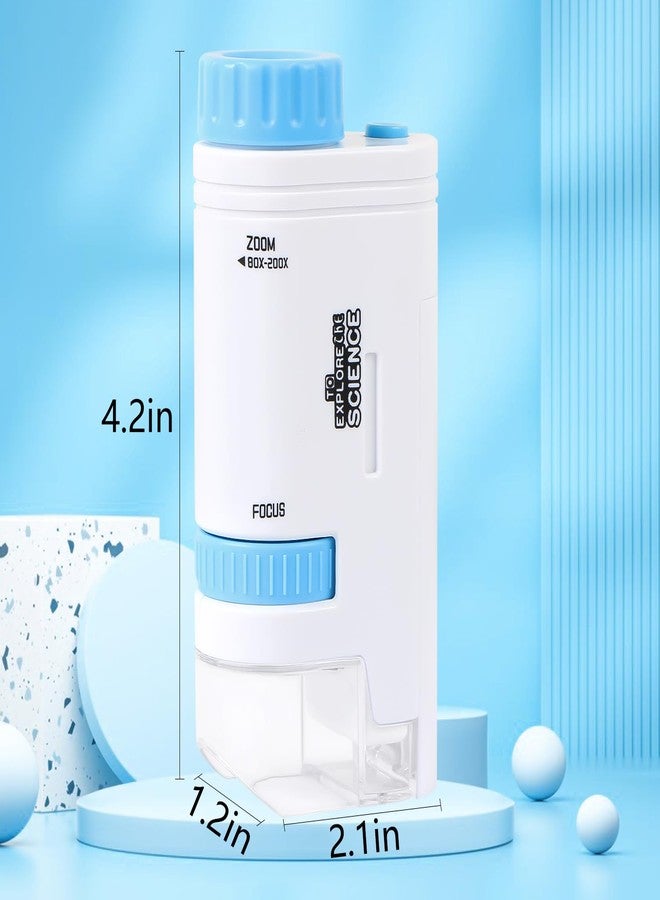 Aunifun Microscope Pocket Handheld Miniscope 80X-200X Portable Microscope with LED Light for Learning Education Exploring (Blue) - Image 2