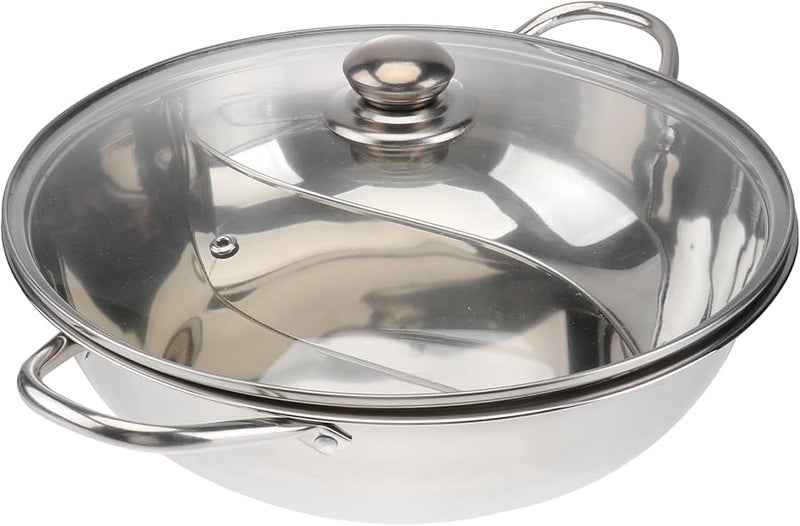 وعاء الطبخ المزدوج الفضي المقسم مع غطاء، موقد تحريضي متعدد الوظائف، موقد غاز، أواني طهي 30x30 سم - Image 4